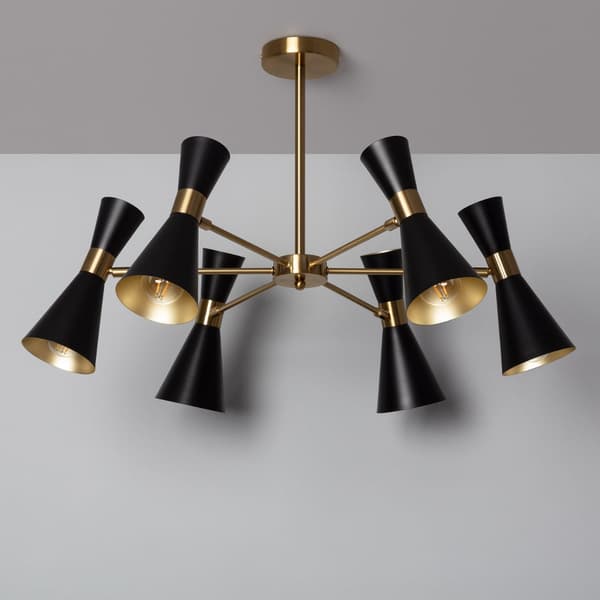 Loftlampe Lysekrone Sort Guld Abruzzo Salvatore 6xE27