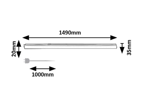 Sort underskabslampe 149 cm til køkken, variabel farve LED 20W BAREG Rabalux