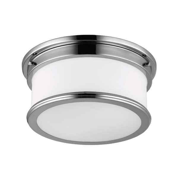 Loftlampe 2xE27 32 cm poleret krom og opalt glas Payne Feiss