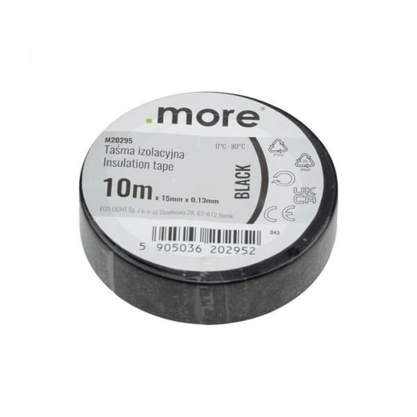 Isoleringstape 15mm x 0.13mm sort 10m 1 stk Ecolight