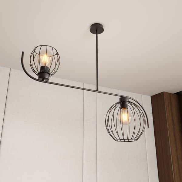 Loft moderne sort loftlampe åbne skærme 2xE27 15W ECHO Emibig