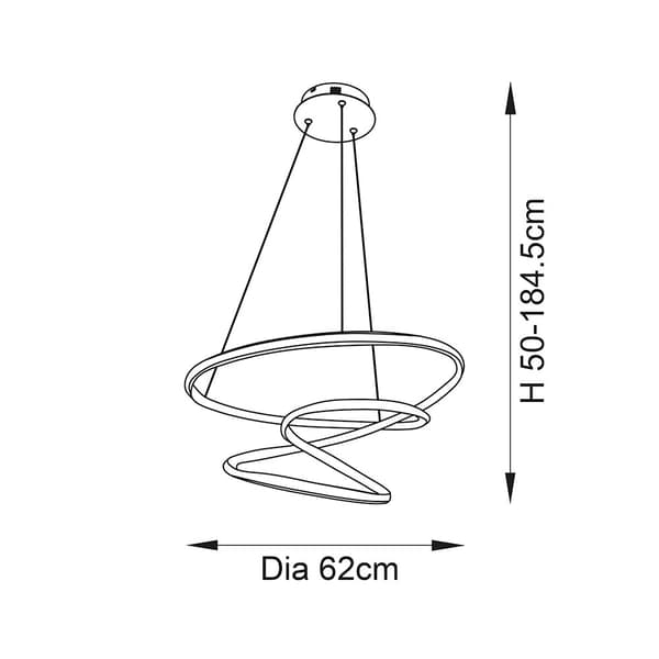 Moderne sort LED-pendellampe 47,5W DUNE Endon
