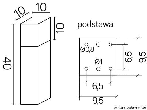 Pollare 40 cm 1xE27 mörkgrå IP44 SU-MA Cube CB-MAX 400 DG