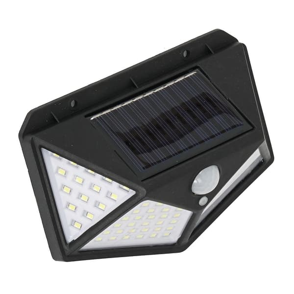 Solar væglampe med bevægelsessensor LED 3W neutral hvid sort IP44 BATMAN Eko-Light