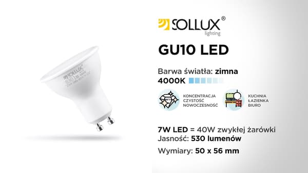 LED-pære GU10 7W neutral Sollux Lighting SL.0973