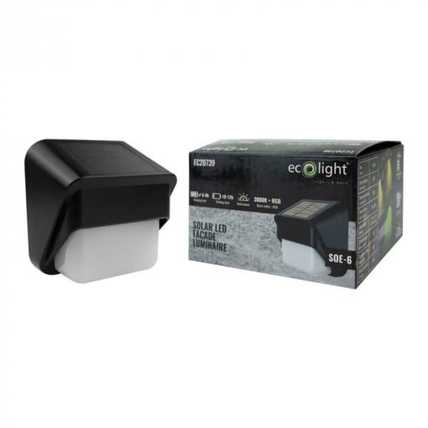 RGB solcellevæglampe + neutral hvid farve Ecolight EC20739