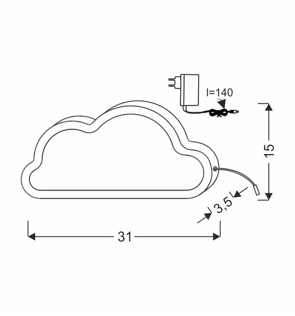Børnebordslampe lyserød sky LED 11W Cloud Candellux