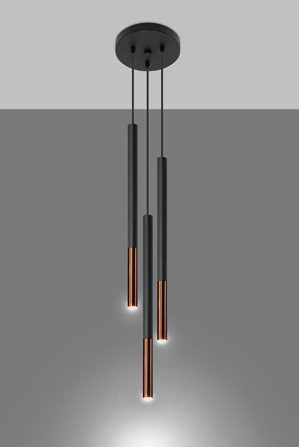 MOZAICA 3P pendellampe sort/kobber Sollux Lighting SL.0890