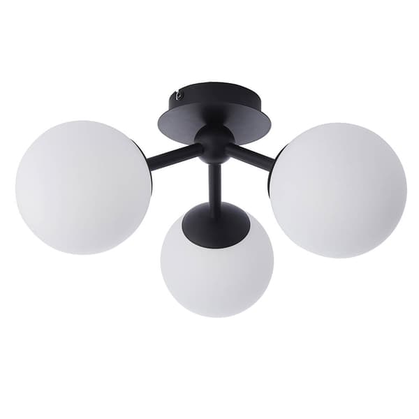 Loftlampe badeværelse mat sort rund glaskugler 3xG9 3W PULSA Endon