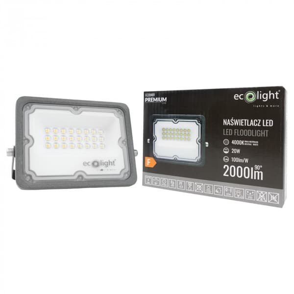 Projektør 20W 2000lm 4000K IP65 Ecolight EC20489