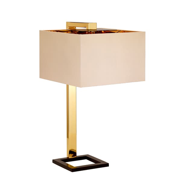 Bordlampe guld med beige skærm Plein E27 60W Elstead
