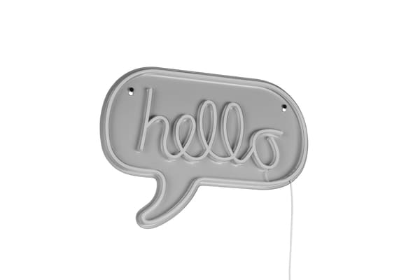 Væglampe neon lyserød-grå skytekst USB-C LED 5W HELLO RL