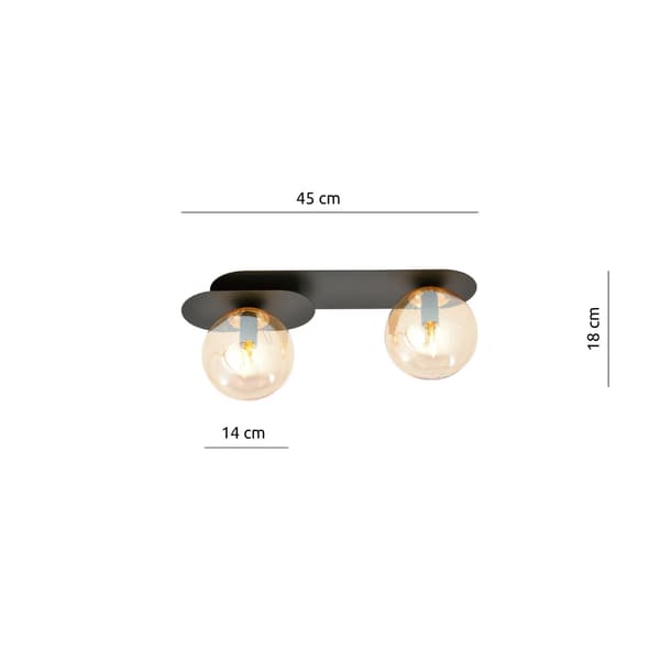 Emibig loftlampe 2xE14 40W PLAZA 2 SORT/HONNING 1120/2