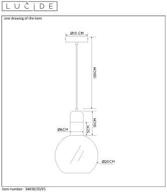 Lucide E27 40W JULIUS Pendel 34438/20/65