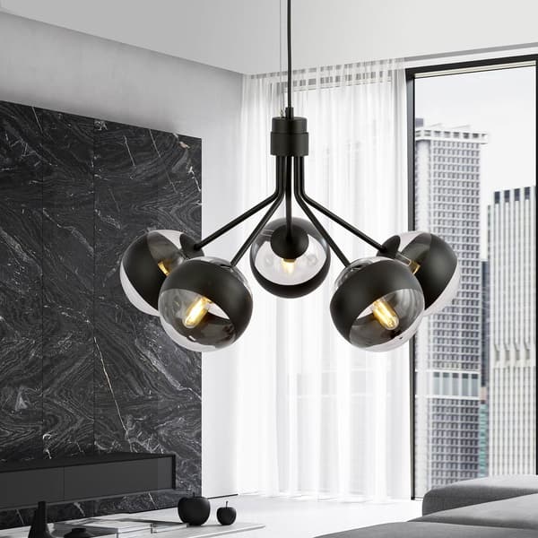 Lysekrone Emibig 5xE14 40W NOVA 5 BLACK/STRIPE 1139/5