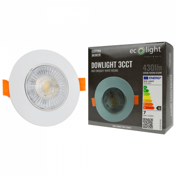 Infälld LED-spotlight 3W/5W/7W CCT vit rund Ecolight