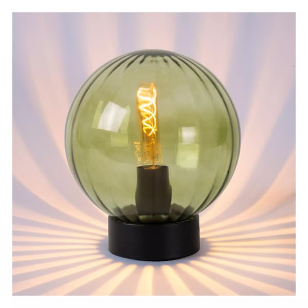 Bordlampe sort grøn glaskugle E27 Monsaraz Lucide