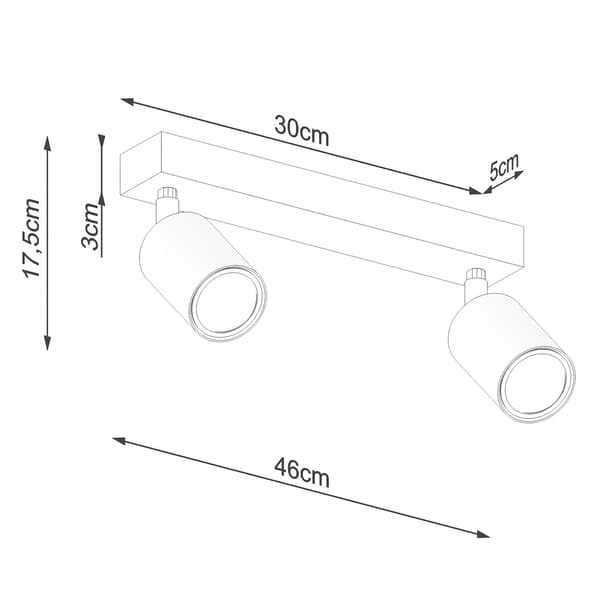 Loftlampe rør dobbelt rektangulær hvid 2xGU10 10W VERDO SL.1286 Sollux Lighting