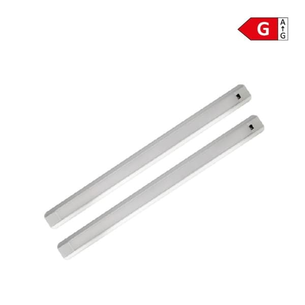 2-pack 60 cm långa vita LED-underskåpslampor 9W med rörelsesensor och strömadapter DPM