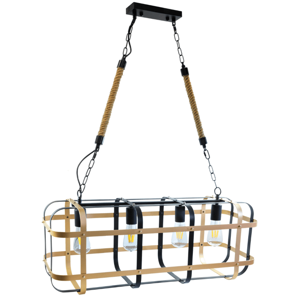 Pendellampe sort-guld E27x4 BUR 312488 Polux