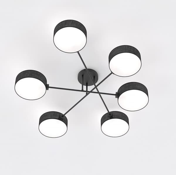 Loftlampe moderne sort lampeskærme 6xE14 10W MAGA Emibig