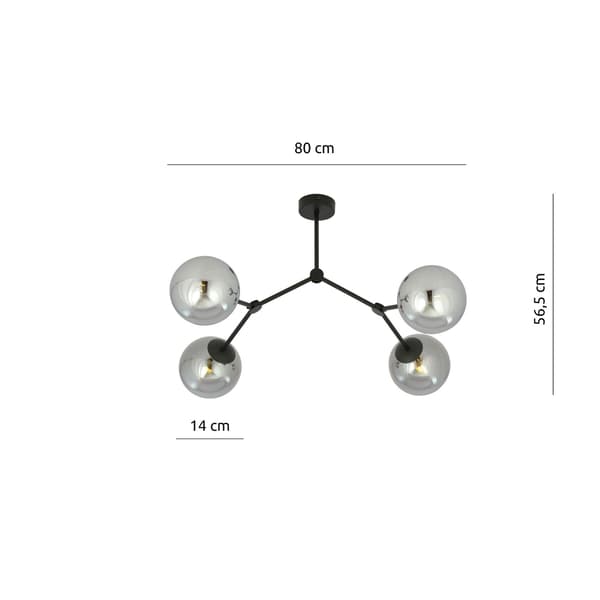 Emibig loftlampe 4xE14 40W SPACE 4 SORT/GRAFIT 1134/4