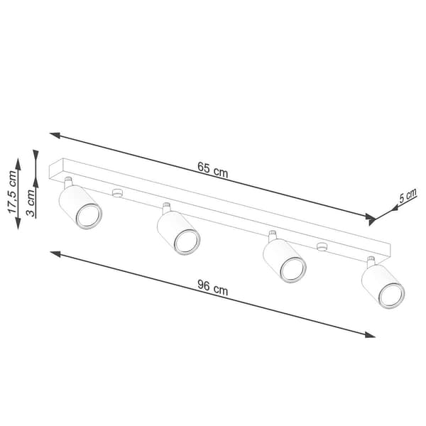 Loftlampe rør firedobbelt rektangulær sort 4xGU10 10W VERDO SL.1294 Sollux Lighting