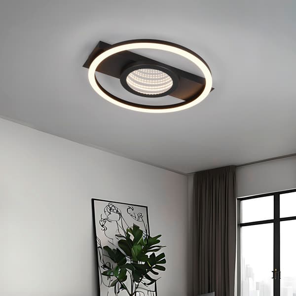 Moderne sort geometrisk ring loftlampe med spejleffekt LED 16W WHEELER RL