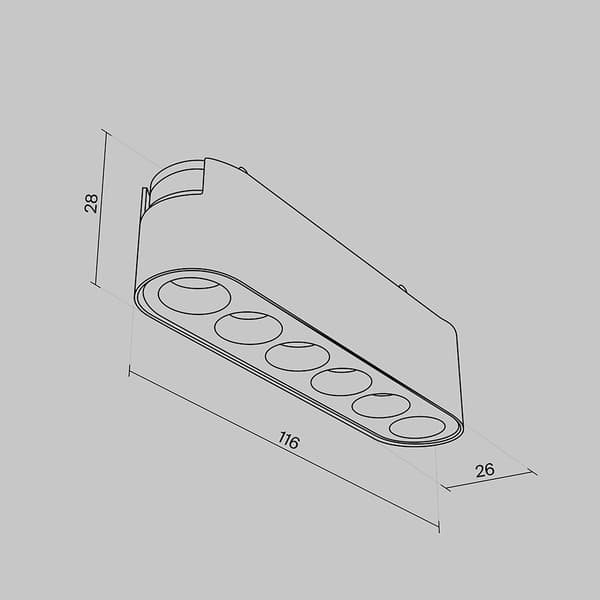 1-faset skinnespot sort lineær LED 6W 3000K POINTS Maytoni Technical