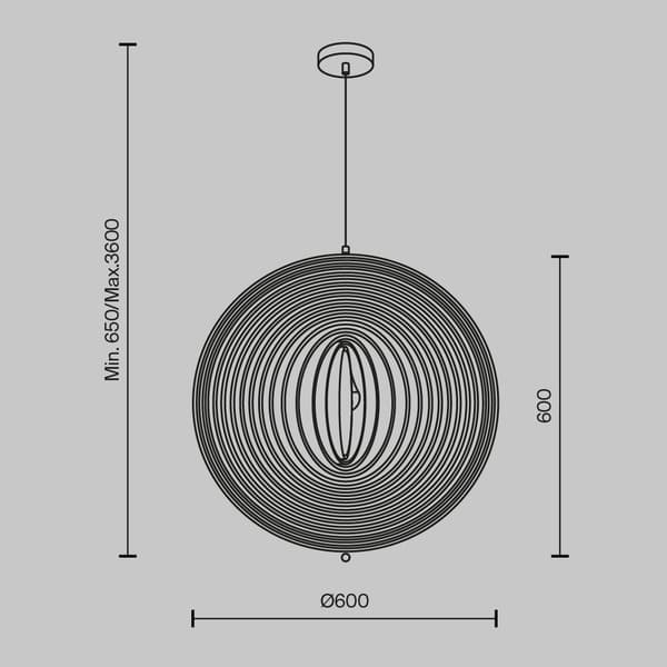 Sort pendel træringe Ø60cm Roots 1xE27 40W Maytoni