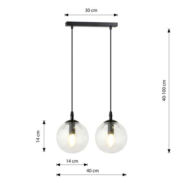 PENDEL Emibig 2xE14 40W COSMO 2 SORT TRANSPARENT 711/2