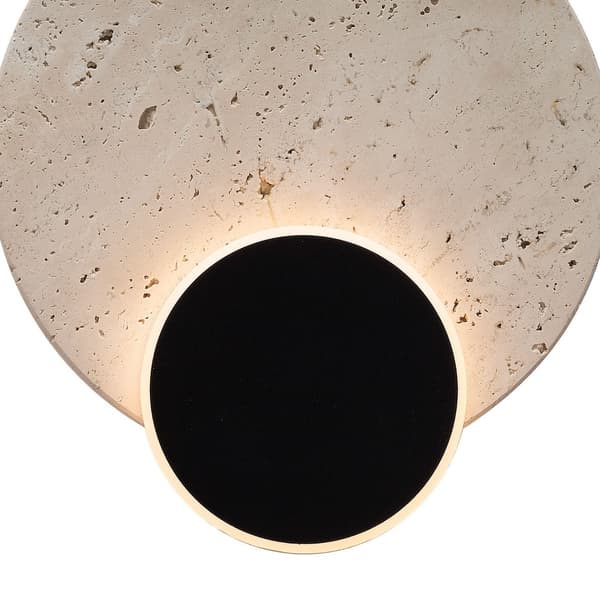 Væglampe moderne sort rund dekorativ sten LED 10W TRAVERTINO Maxlight