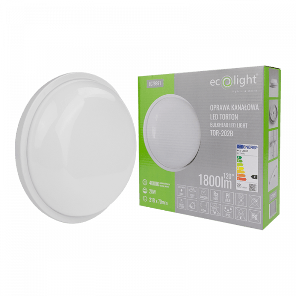 LED-plafond rund IP65 mångsidig LED 20W Torton EC79891 Ecolight