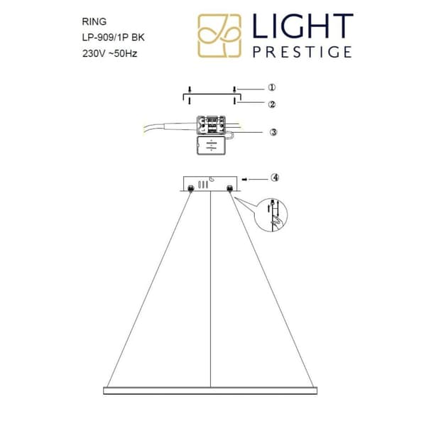 Pendellampe moderne sort ring stor Ø80cm LED 48W variabel farve til stue spisestue RING Light Prestige