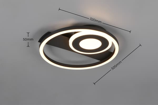 Moderne sort loftlampe med LED-lysring 22W HORUS RL