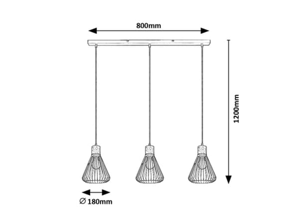 Pendellampe E27 3x40W sort 3149 Farfalle Rabalux