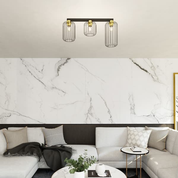 Loft wire sort-guld loftlampe BARN 3xE27 15W Emibig