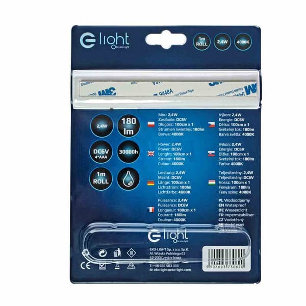 LED-strip neutral 1m med bevægelsessensor 4xAAA Eko-light EKZ0620