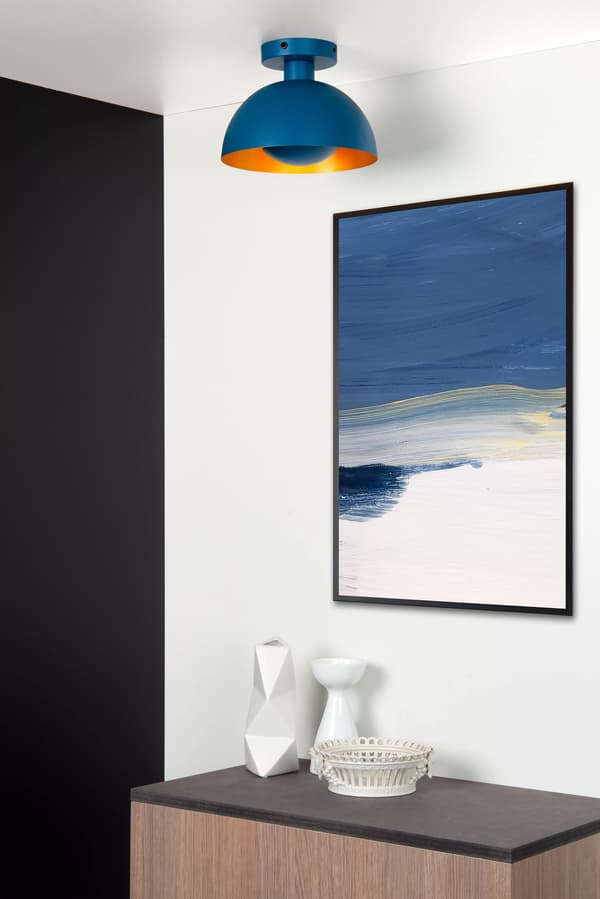 Halvrund loftlampe blå-guld SIEMON 1xE27 40W Lucide