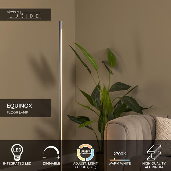 Gulvlampe moderne sølv lineær nærhedssensor LED 26W EQUINOX Lucide