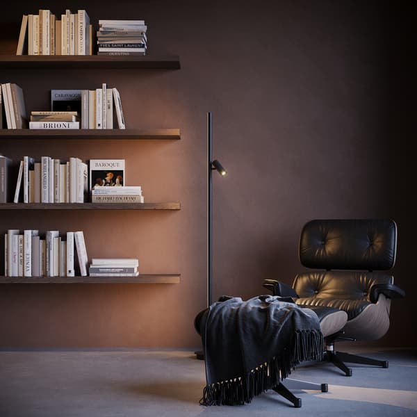 Moderne sort gulvlampe med LED-lysstick 14W THIN Maytoni