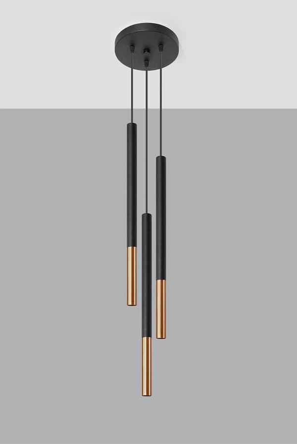 MOZAICA 3P pendellampe sort/kobber Sollux Lighting SL.0890