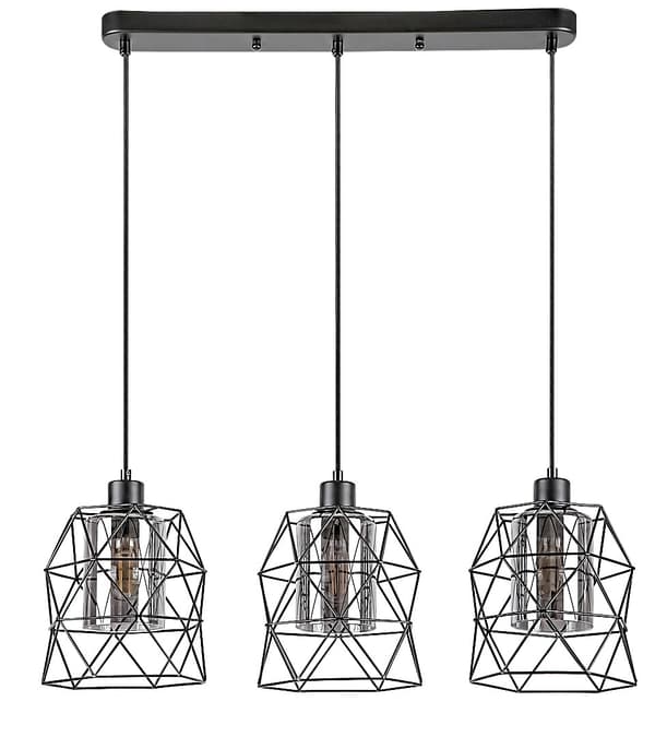 Industriel pendellampe tråd E27 3x40W mat sort 72113 Emrys Rabalux