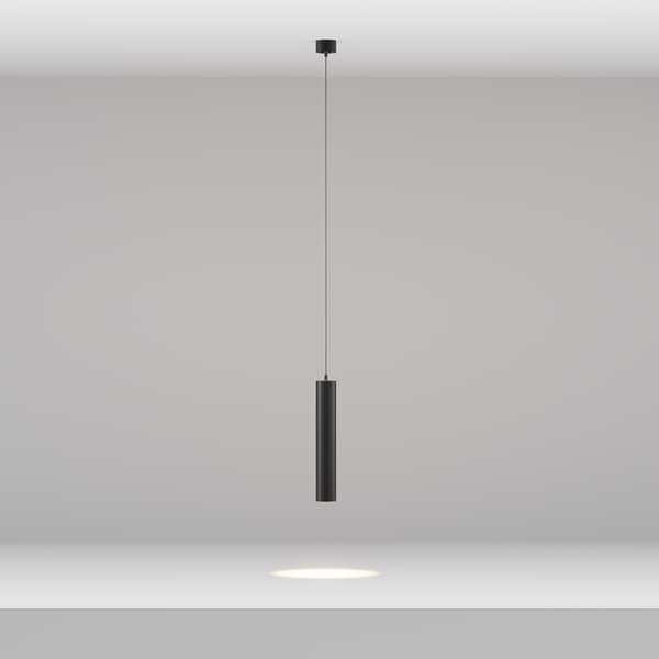 Sort rør pendel Ø5.2cm varmt lys Focus LED 12W Maytoni