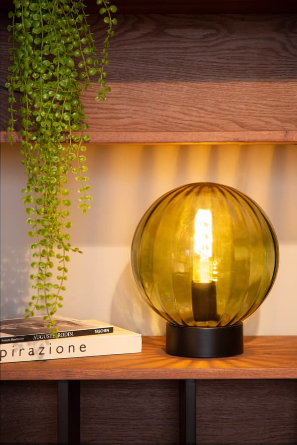 Bordlampe sort grøn glaskugle E27 Monsaraz Lucide