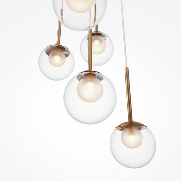 Guld pendellampe 5 glaskugler Basic form 5xG9 20W Maytoni