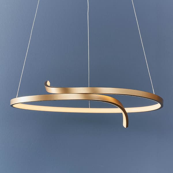Designer pendellampe børstet guld åben ring LED 36.5W RAFE Endon