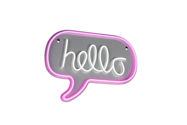 Vägglampa neon rosa-grå text i moln USB-C LED 5W HELLO RL