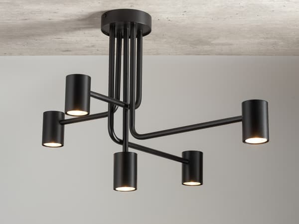 Loftlampe moderne dekorativ sort 5-punkts Luis 5xGU10 25W Sigma Lighting