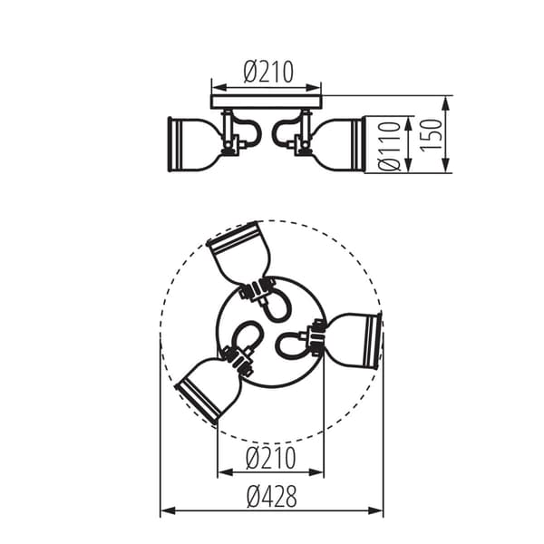 Loftlampe justerbar DERATO 8W Kanlux 35644